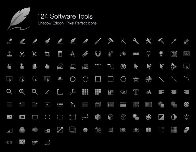 Herramientas de software e interfaces de usuario Pixel Perfect Icons Shadow Edition. vector