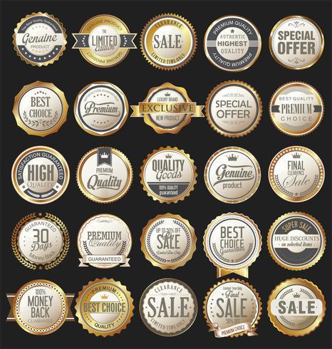 Luxury premium golden badges and labels vector