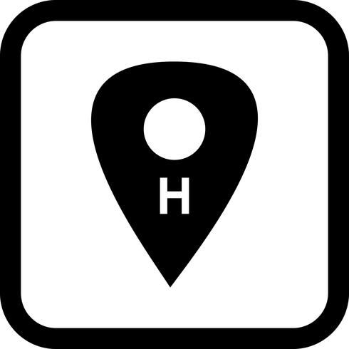 Diseño de icono de ubicación de hospital vector