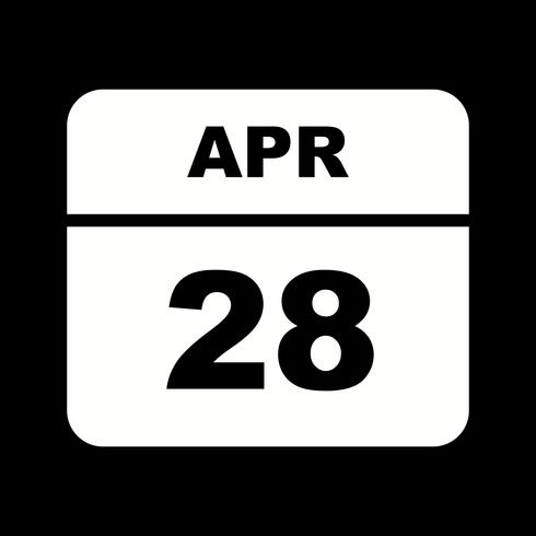 28 de abril Fecha en un calendario de un solo día vector