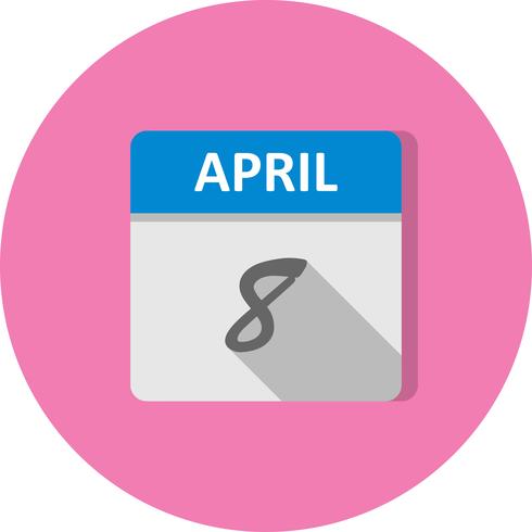 April 8th Date on a Single Day Calendar vector