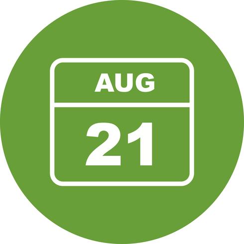 August 21st Date on a Single Day Calendar vector