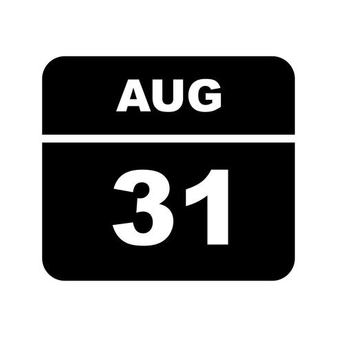 August 31st Date on a Single Day Calendar vector