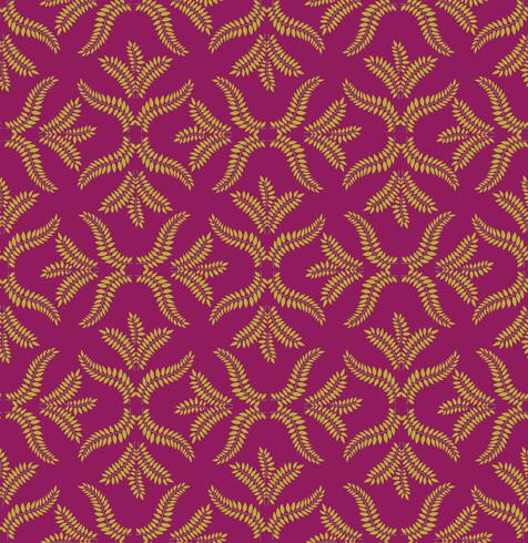 Patrón floral sin fisuras Adorno retro brocado. Fondo de hojas de florecer. vector