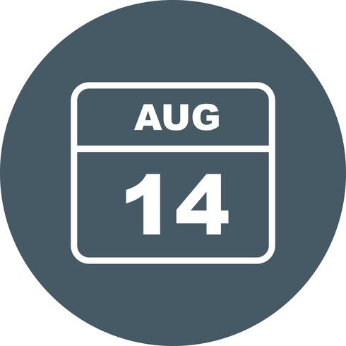 August 14th Date on a Single Day Calendar vector