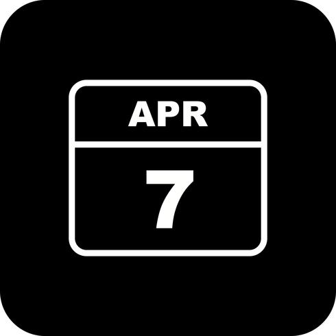 April 7th Date on a Single Day Calendar vector