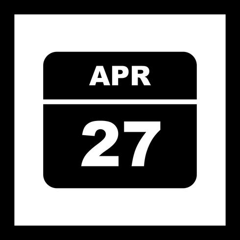 27 de abril Fecha en un calendario de un solo día vector