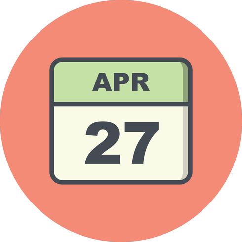 27 de abril Fecha en un calendario de un solo día vector