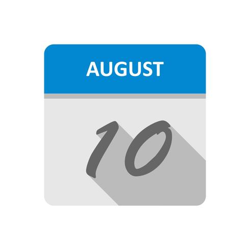 August 10th Date on a Single Day Calendar vector