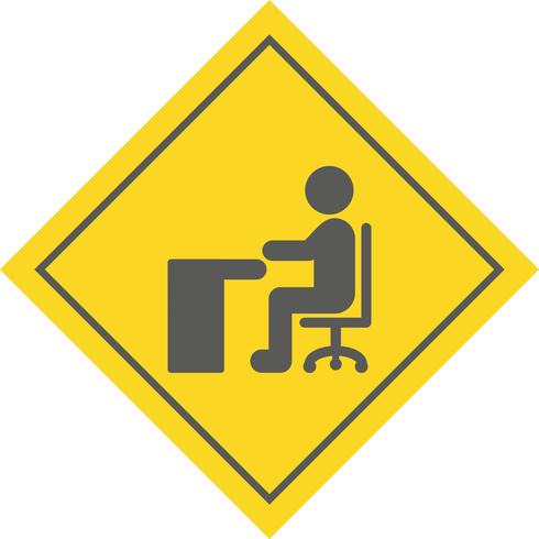 Sentado en el escritorio icono de diseño vector