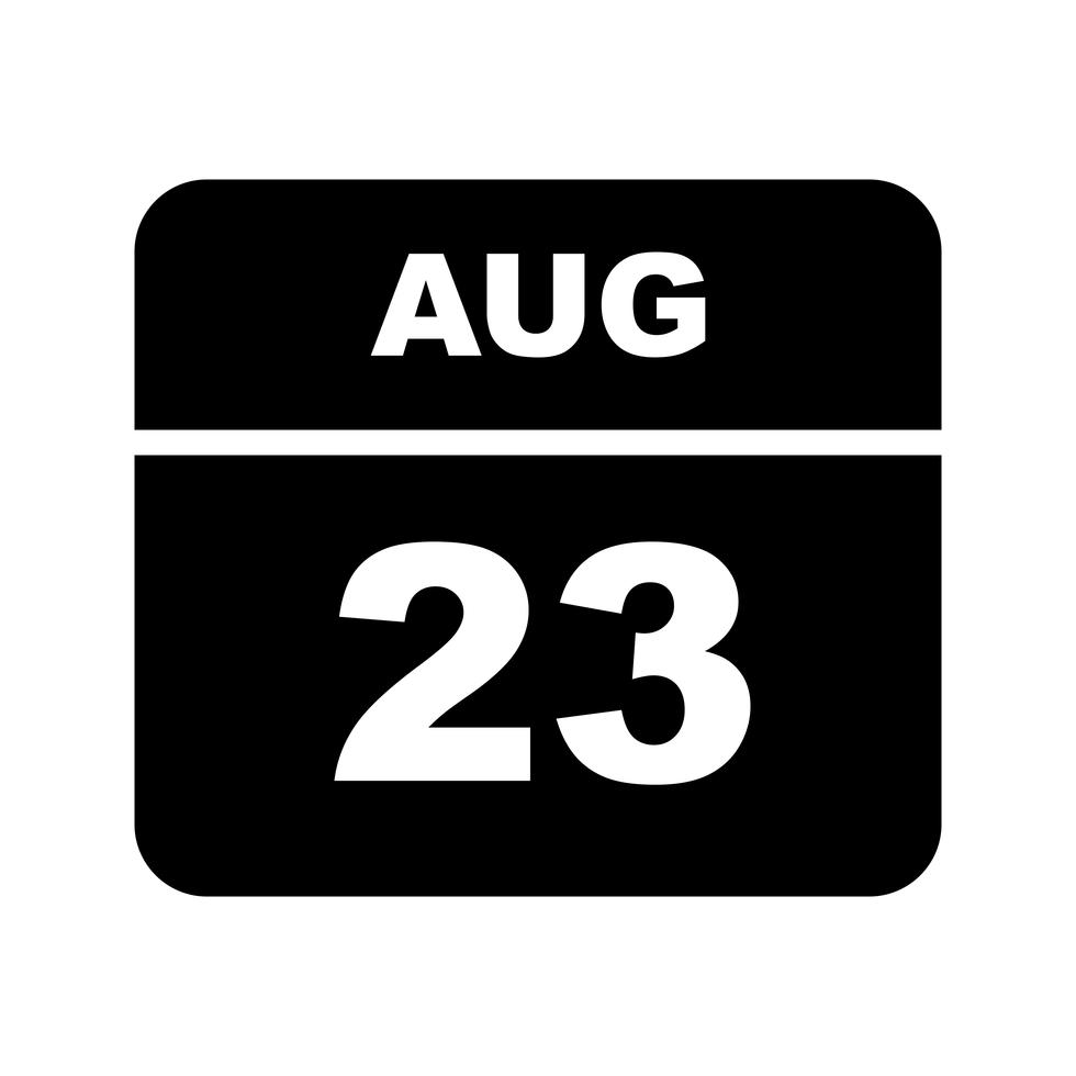 23 de agosto, fecha en un calendario de un solo día 503621 Vector en