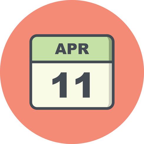 11 de abril Fecha en un calendario de un solo día vector