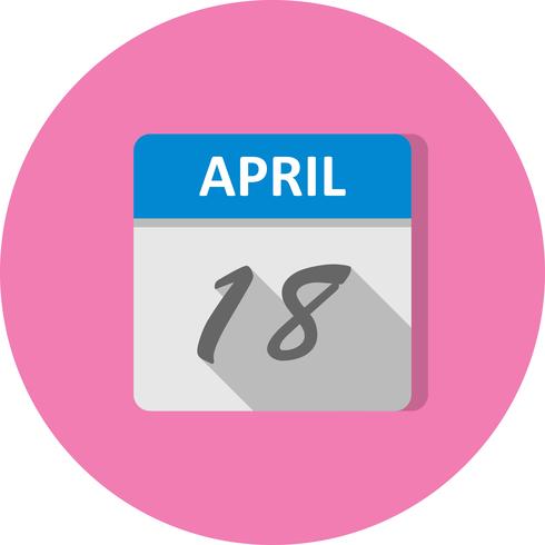 18 de abril Fecha en un calendario de un solo día vector