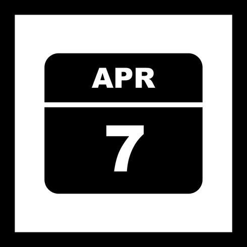 April 7th Date on a Single Day Calendar vector