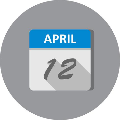 12 de abril Fecha en un calendario de un solo día vector