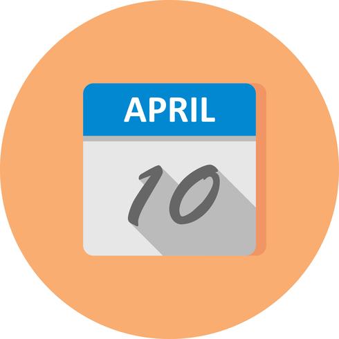 April 10th Date on a Single Day Calendar vector