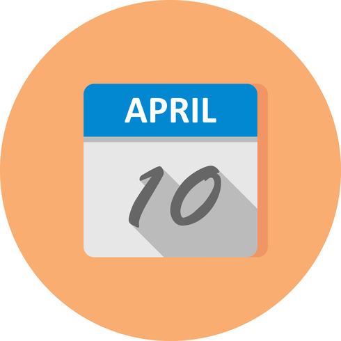 10 de abril, fecha en un calendario de un solo día vector