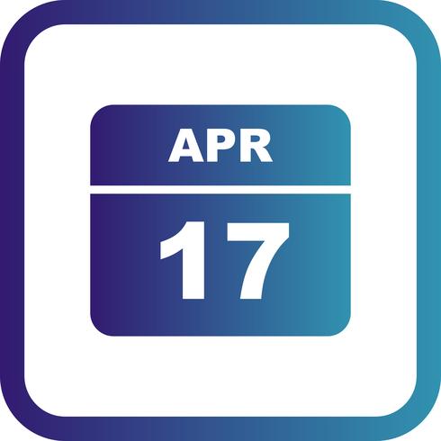 17 de abril Fecha en un calendario de un solo día vector