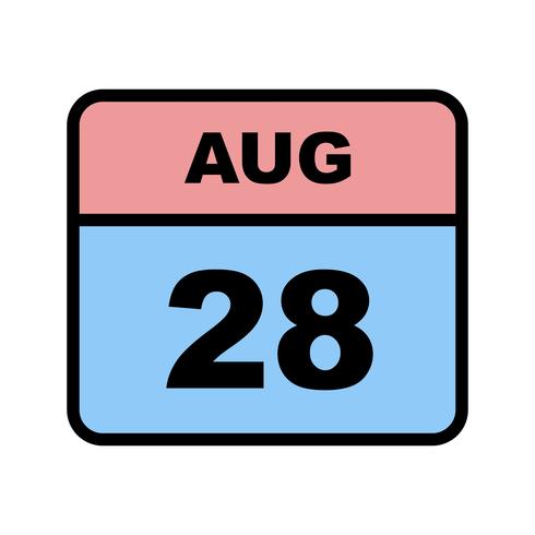 August 28th Date on a Single Day Calendar vector