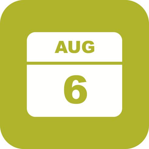 August 6th Date on a Single Day Calendar vector