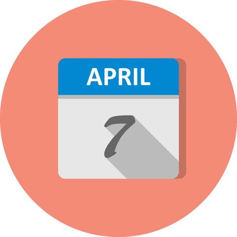 7 de abril Fecha en un calendario de un solo día vector