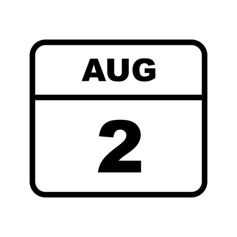 August 2nd Date on a Single Day Calendar vector