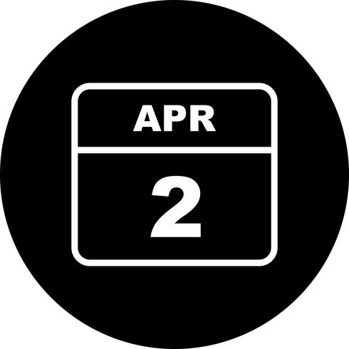 April 2nd Date on a Single Day Calendar vector