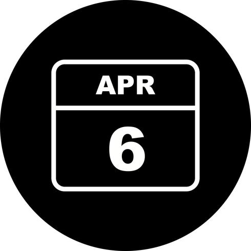 April 6th Date on a Single Day Calendar vector