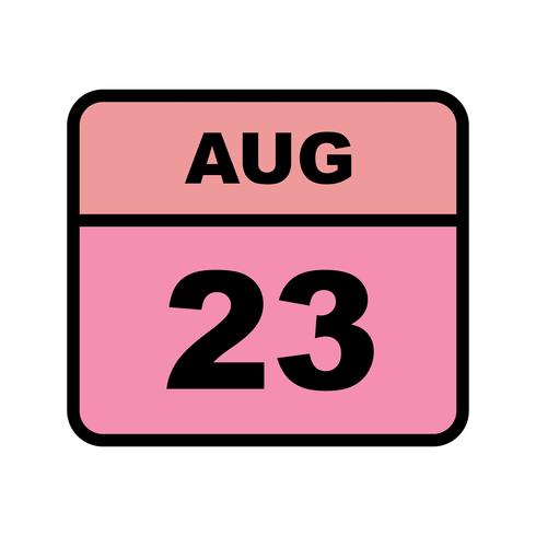 23 de agosto, fecha en un calendario de un solo día vector