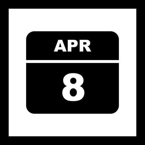 8 de abril Fecha en un calendario de un solo día vector