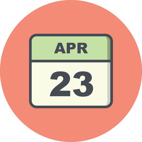 23 de abril, fecha en un calendario de un solo día vector