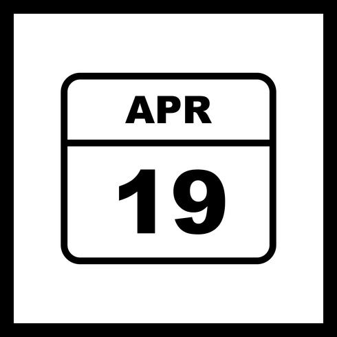 April 19th Date on a Single Day Calendar vector