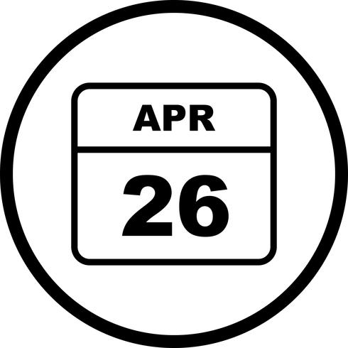 April 26th Date on a Single Day Calendar vector