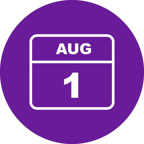 August 1st Date on a Single Day Calendar vector