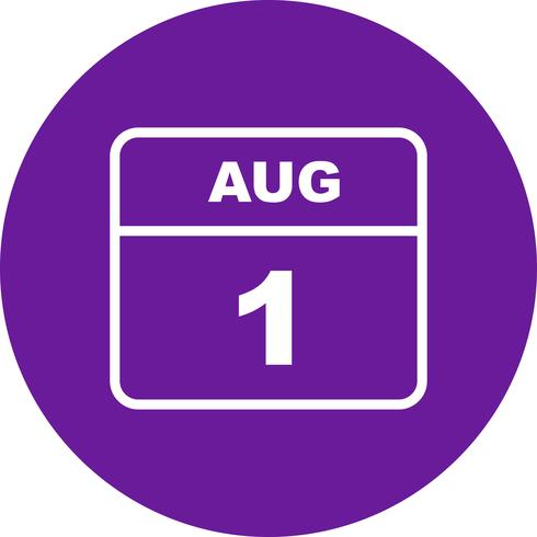 1 de agosto, fecha en un calendario de un solo día vector