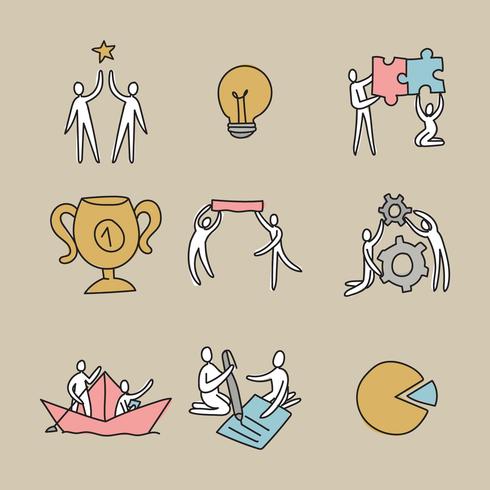 Iconos de equipo de trabajo garabatos vector