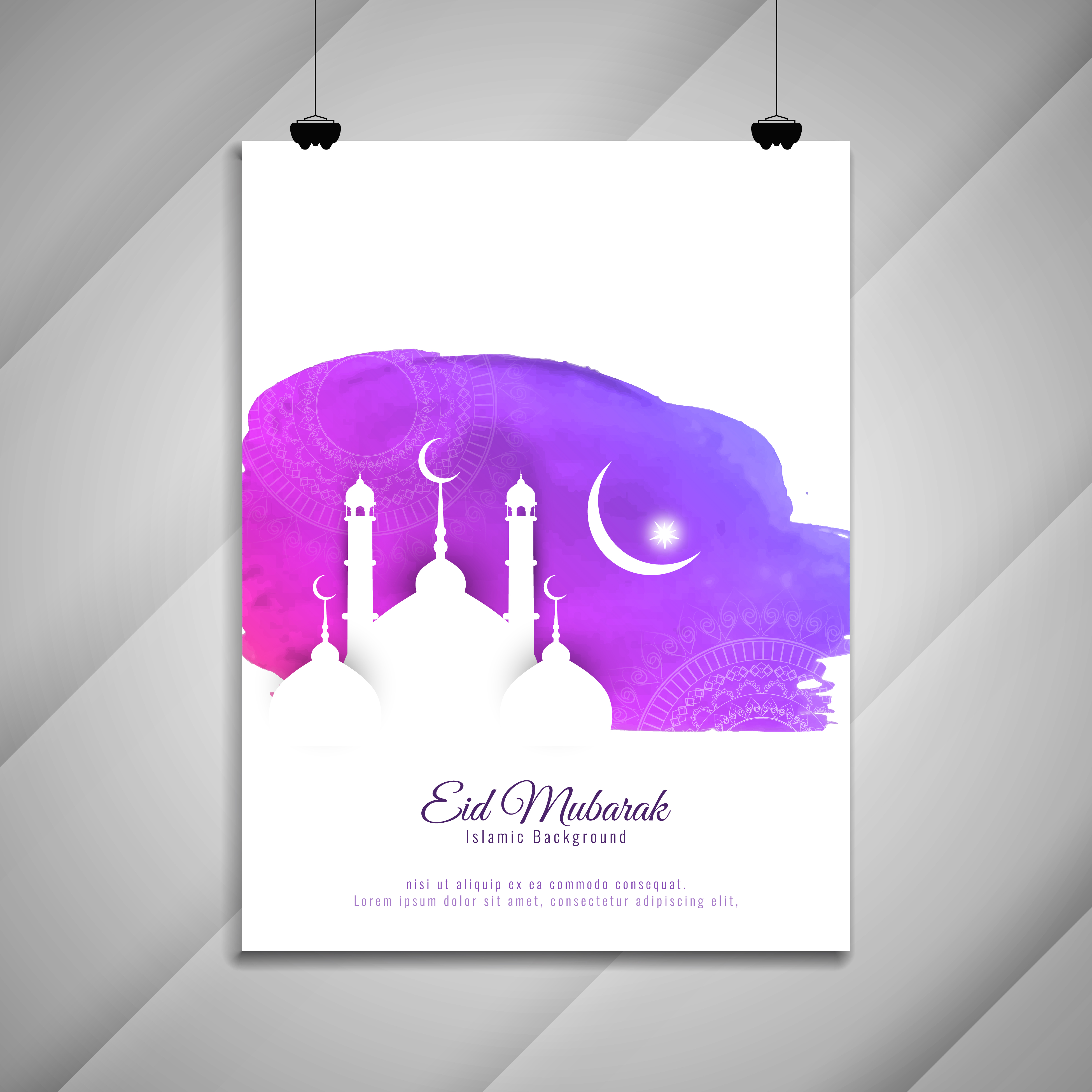 Abstract beautiful Eid Mubarak stylish brochure design 504266 Vector