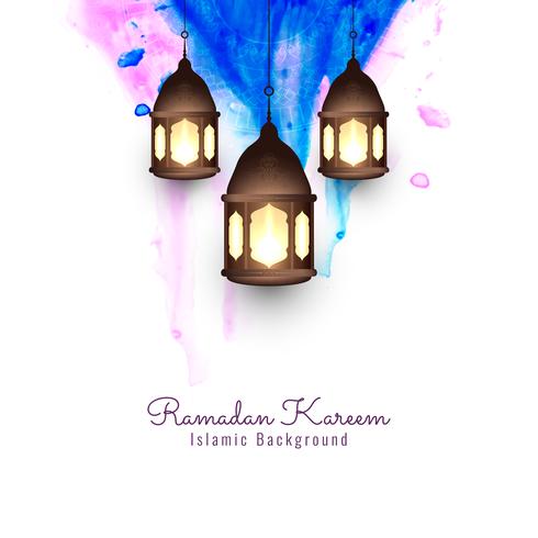 Abstract Ramadan Kareem religious watercolor background vector