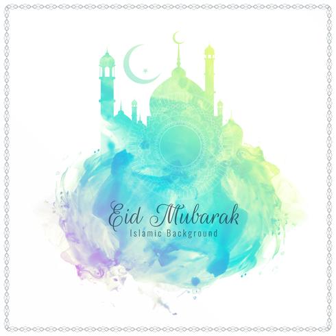 Abstract religious Eid Mubarak watercolor background vector