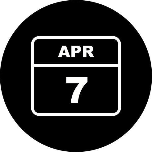 April 7th Date on a Single Day Calendar vector