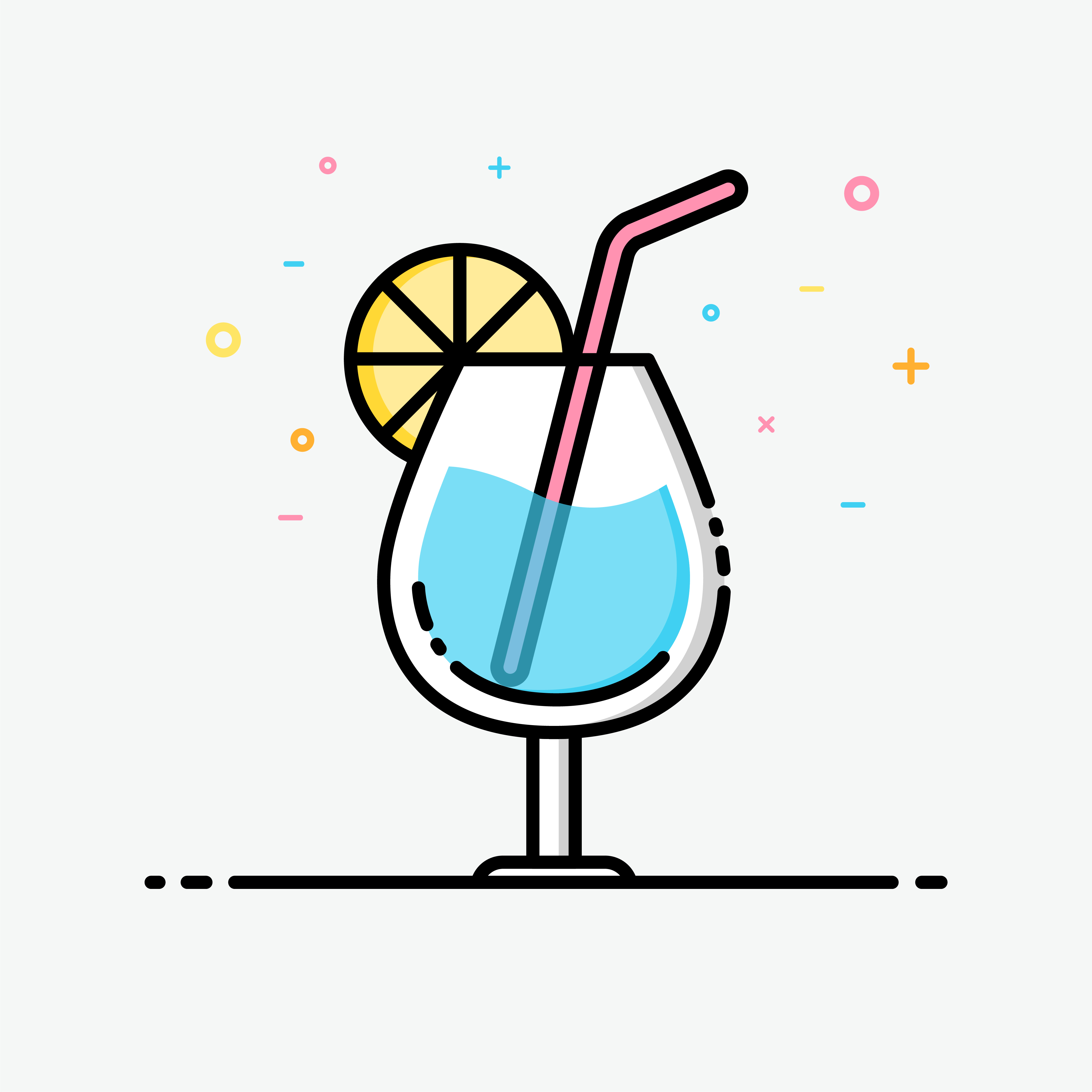 Drink icon in filled outline style for decorated in summer poster and social media banner. Blue