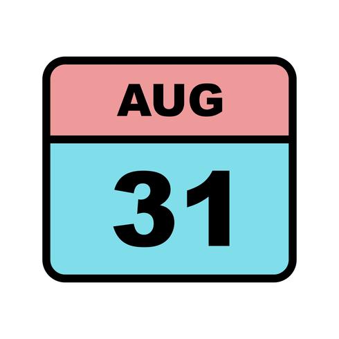 31 de agosto, fecha en un calendario de un solo día vector