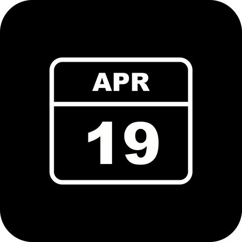 April 19th Date on a Single Day Calendar vector