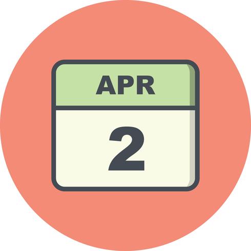 April 2nd Date on a Single Day Calendar vector