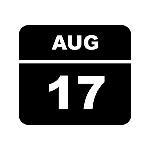 August 17th Date on a Single Day Calendar vector