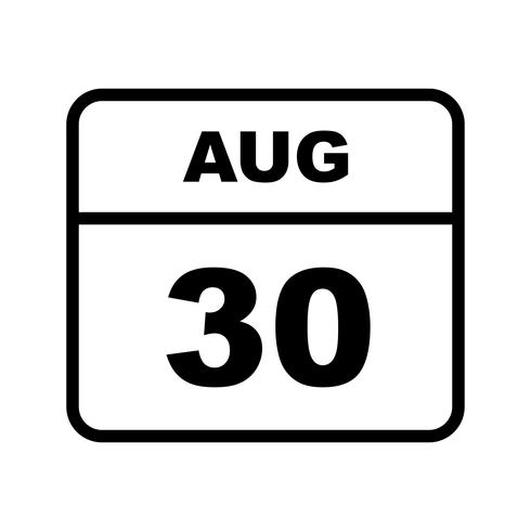 August 30th Date on a Single Day Calendar vector