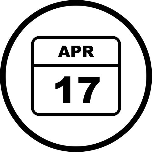 April 17th Date on a Single Day Calendar vector