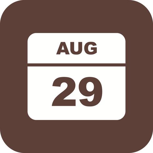 Fecha del 29 de agosto en un calendario de un solo día vector