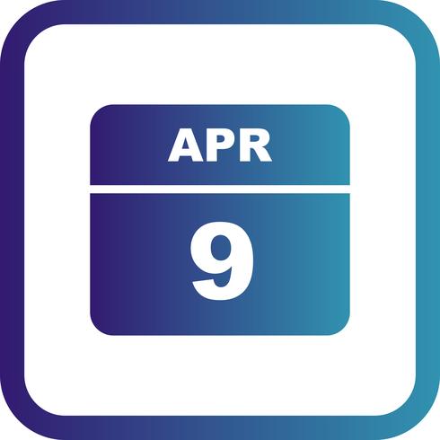9 de abril Fecha en un calendario de un solo día vector