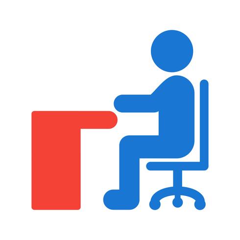 Sentado en el escritorio icono de diseño vector
